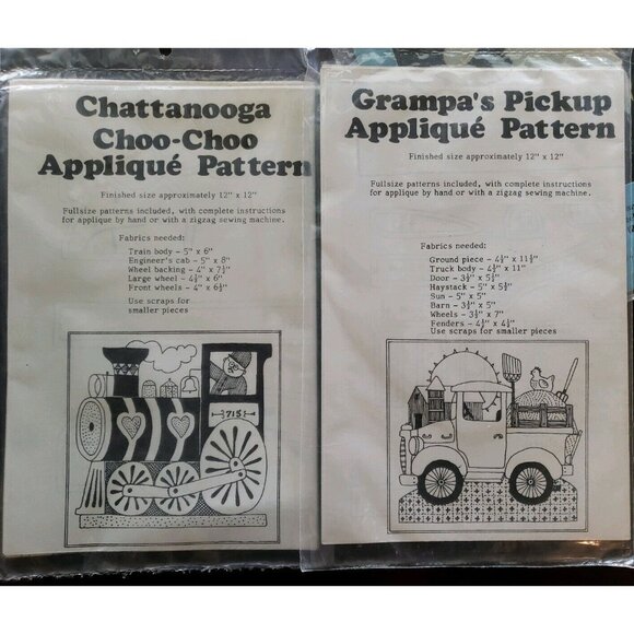 Applique Design Your Own Pattern Lot 70s Unicorn Train Truck Sewing Vintage - Picture 11 of 11